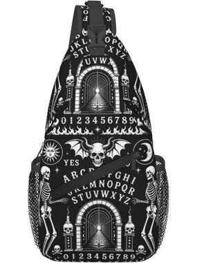 Unisex Ouija Board Skeletons Sling Backpack Chest Hiking Travel Crossbody Bag